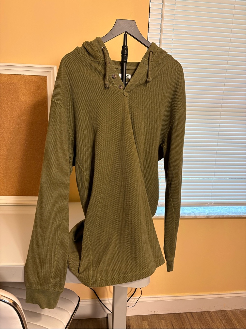 Duluth Trading Co Olive Green Crewneck Hooded Sweater